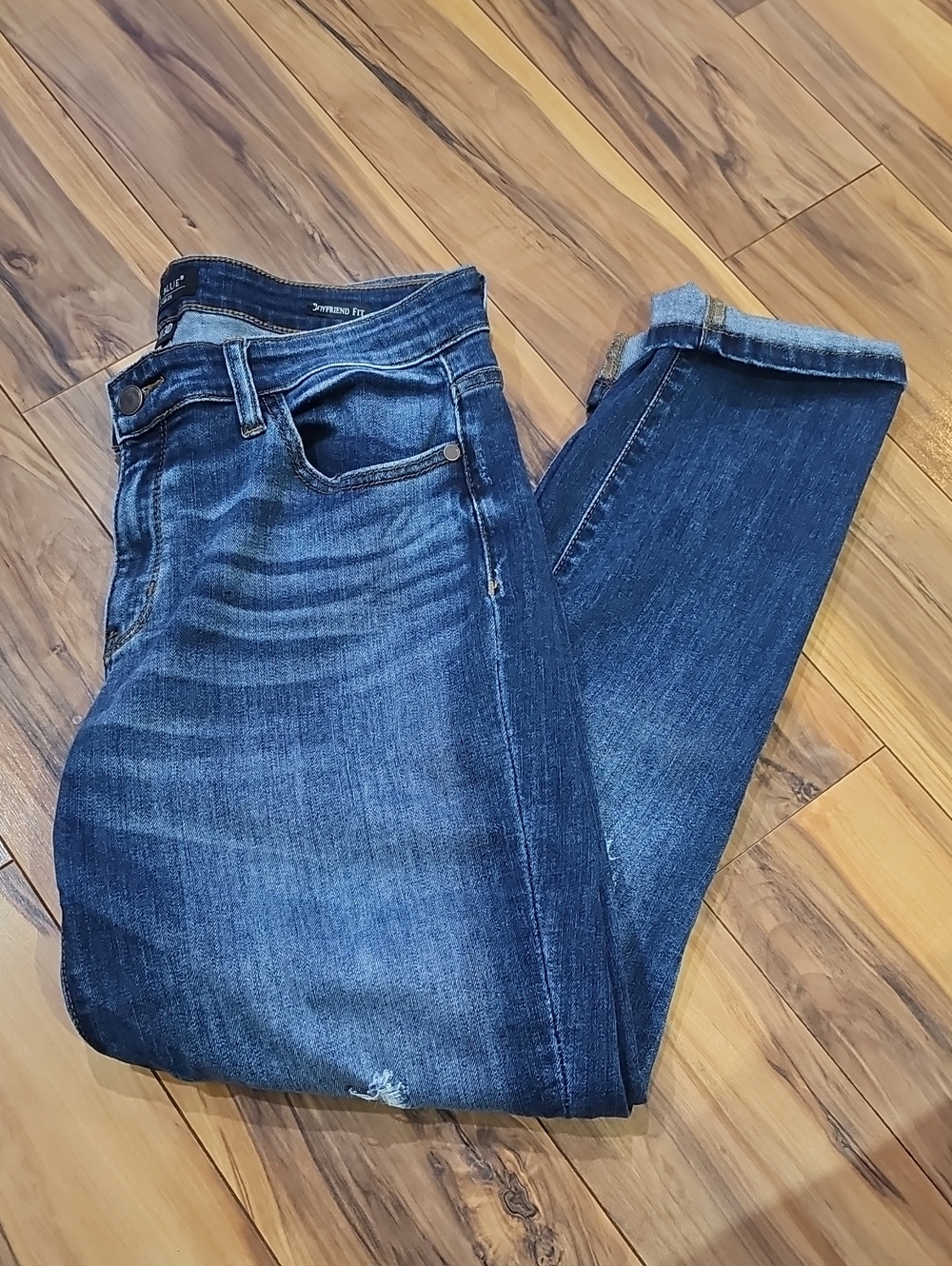 Judy Blue Women's 11/30 Boyfriend Fit Dark Wash Straight Leg Jeans